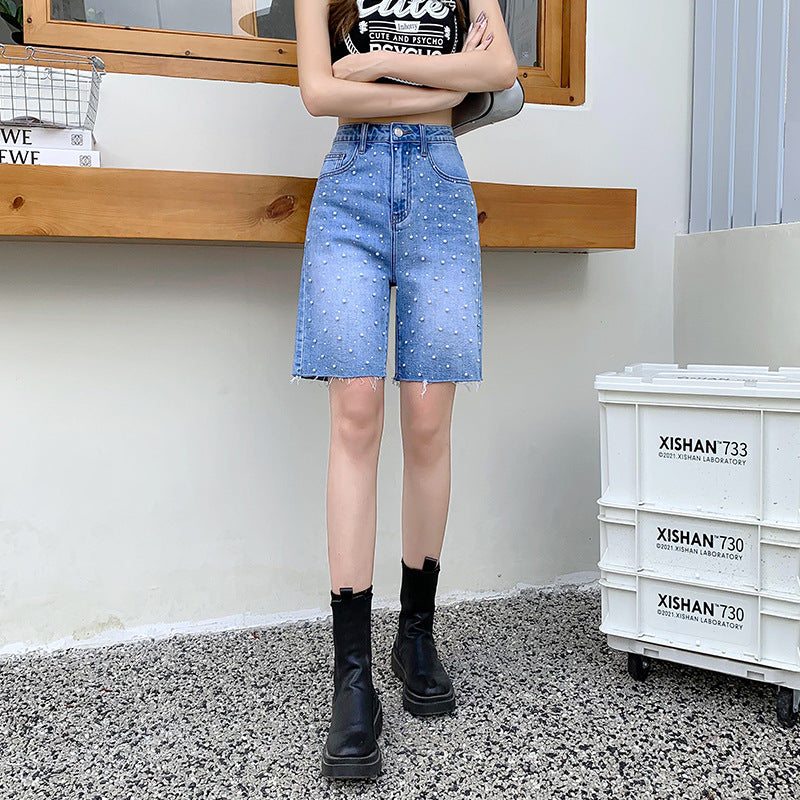 Women Denim Mini Skirt Side Slit with High Waisted Jean Shorts