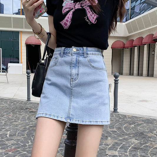 Jean Skirt for Women with Slit High Wasited Bodycon Stretch Pencil Mini Short Denim Skirts
